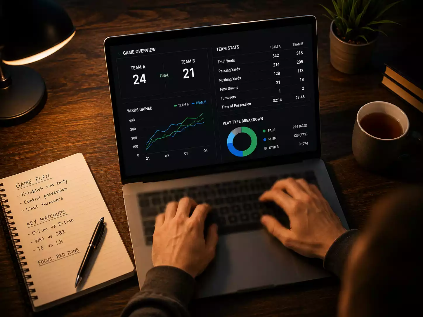 UK punter analysing NFL odds and statistics on a laptop screen with fractional and decimal formats visible